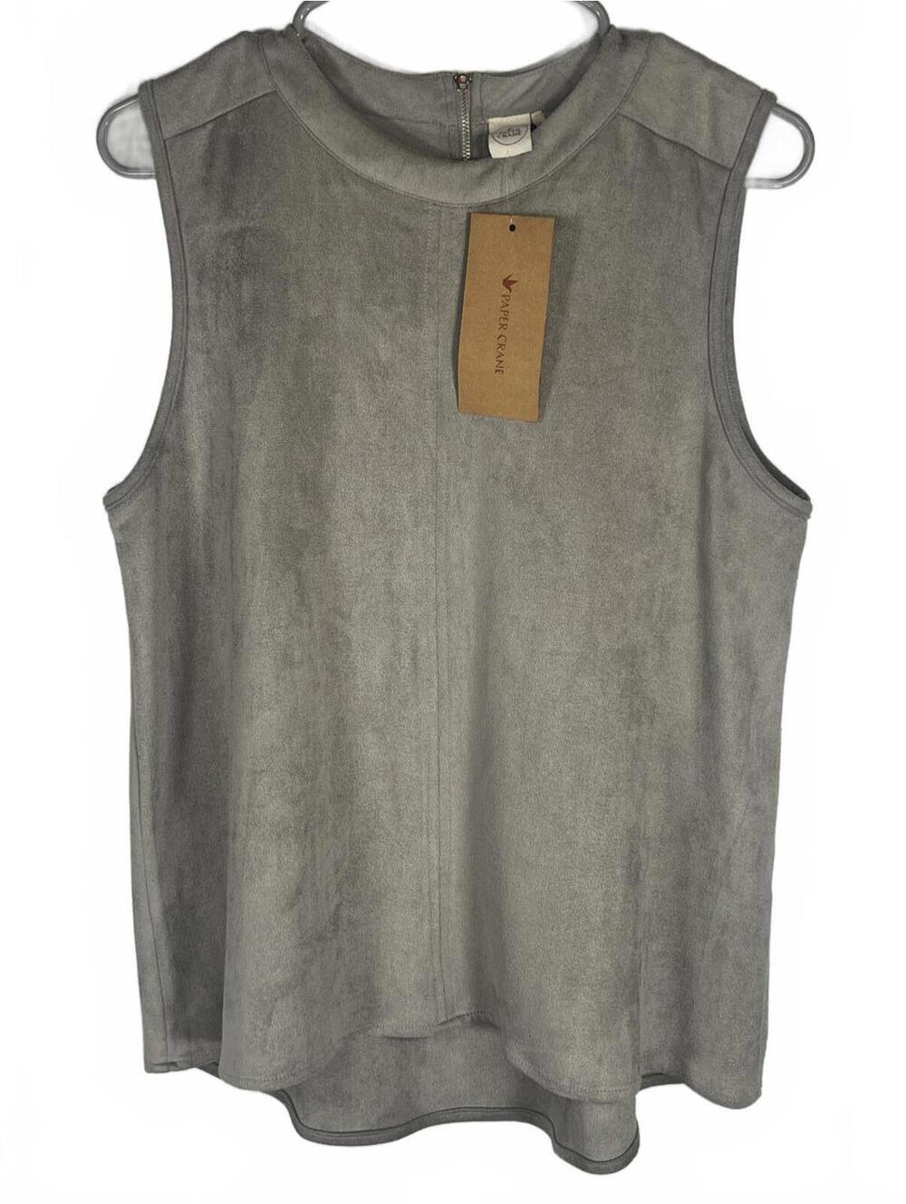 NWT Anthropologie Paper Crane Grey Faux Suede Urban Mock Neck Top - Large
